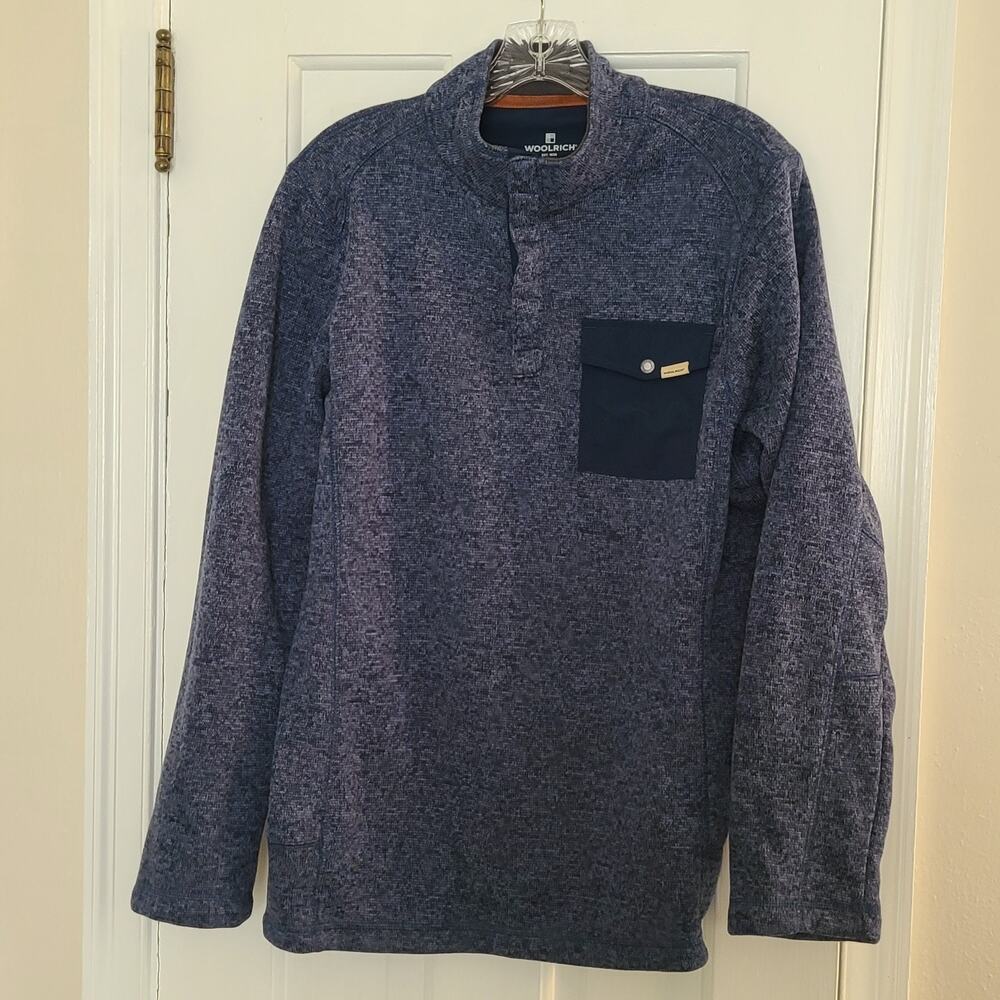 Woolrich 1/4 Snap Pullover Jacket Size Medium Blue - image 1